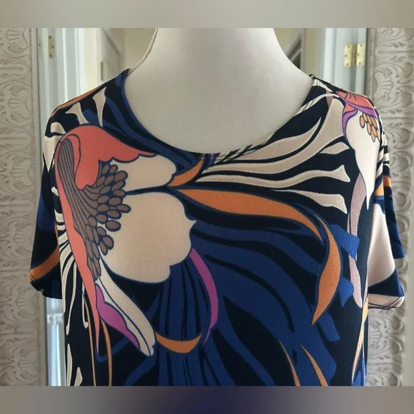 Chico's Floral Maxi Dress - Blue, Pink, White - Picture 4 of 5